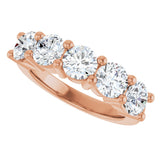 10K Gold Round Natural Diamond Five-Stone Anniversary Band – 2 1/3–4 1/4 CTW - Rose Gold - view 5