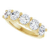10K Gold Round Lab-Grown Diamond Five-Stone Anniversary Band – 2 1/2–4 CTW - Yellow Gold - view 5