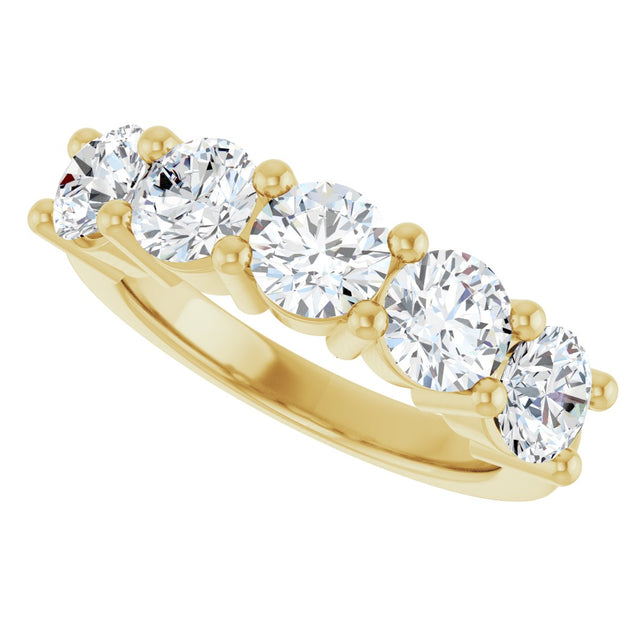 10K Gold Round Lab-Grown Diamond Five-Stone Anniversary Band – 2 1/2–4 CTW - Yellow Gold - view 5