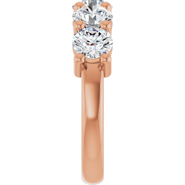 14K Gold Round Lab-Grown Diamond Five-Stone Anniversary Band – 2 1/2–4 CTW - Rose Gold - view 4
