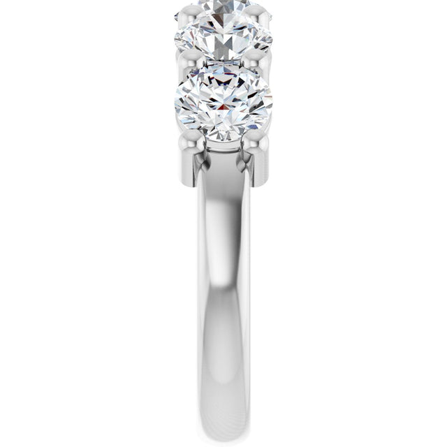 10K Gold Round Natural Diamond Five-Stone Anniversary Band – 2 1/3–4 1/4 CTW - White Gold - view 4