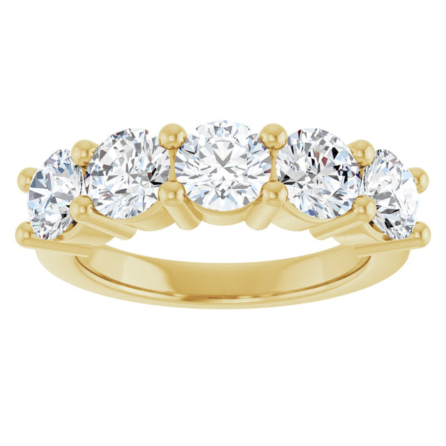 10K Gold Round Lab-Grown Diamond Five-Stone Anniversary Band – 2 1/2–4 CTW - Yellow Gold - view 3