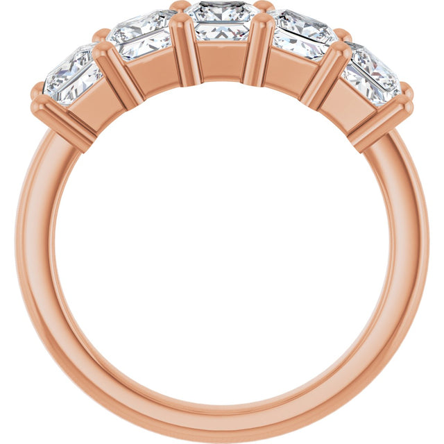 10K Gold Square Natural Diamond Five-Stone Anniversary Band – 1 1/2–5 1/5 CTW - Rose Gold - view 2