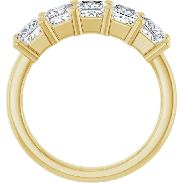 10K Gold Square Lab-Grown Diamond Five-Stone Anniversary Band – 1 9/10–7 CTW - Yellow Gold - view 2