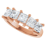 10K Gold Square Natural Diamond Five-Stone Anniversary Band – 1 1/2–5 1/5 CTW - Rose Gold - view 5