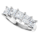 10K Gold Square Lab-Grown Diamond Five-Stone Anniversary Band – 1 9/10–7 CTW - White Gold - view 5