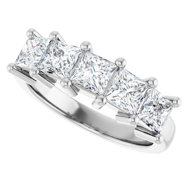 10K Gold Square Lab-Grown Diamond Five-Stone Anniversary Band – 1 9/10–7 CTW - White Gold - view 5