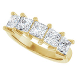 10K Gold Square Natural Diamond Five-Stone Anniversary Band – 1 1/2–5 1/5 CTW - Yellow Gold - view 5