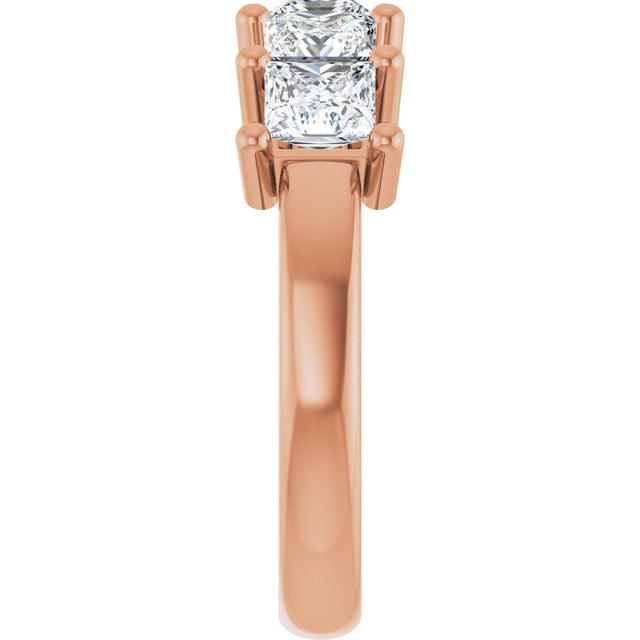 14K Gold Square Natural Diamond Five-Stone Anniversary Band – 1 3/8–5 CTW - Rose Gold - view 4