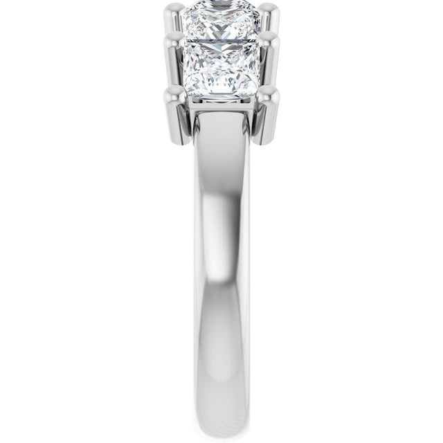 10K Gold Square Lab-Grown Diamond Five-Stone Anniversary Band – 1 9/10–7 CTW - White Gold - view 4