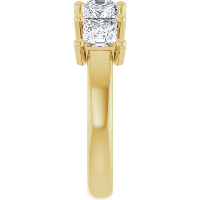 10K Gold Square Natural Diamond Five-Stone Anniversary Band – 1 1/2–5 1/5 CTW - Yellow Gold - view 4