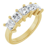 14K Gold Square Lab-Grown Diamond Five-Stone Anniversary Band – 1 3/8–6 1/4 CTW - Yellow Gold