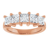 14K Gold Square Natural Diamond Five-Stone Anniversary Band – 1 3/8–5 CTW - Rose Gold - view 3
