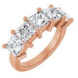 14K Gold Square Natural Diamond Five-Stone Anniversary Band – 1 3/8–5 CTW - Rose Gold
