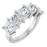 14K Gold Square Lab-Grown Diamond Five-Stone Anniversary Band – 1 3/8–6 1/4 CTW - White Gold