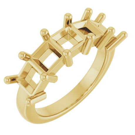 10K Gold Square Natural Diamond Five-Stone Anniversary Band – 1 1/2–5 1/5 CTW - Yellow Gold