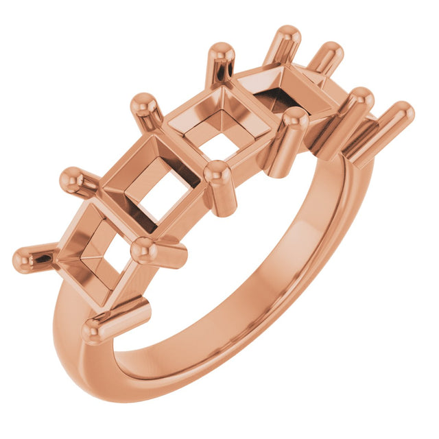 10K Gold Square Lab-Grown Diamond Five-Stone Anniversary Band – 1 9/10–7 CTW - Rose Gold