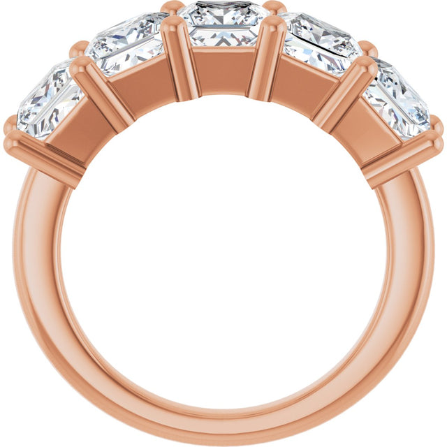 14K Gold Square Natural Diamond Five-Stone Anniversary Band – 1 3/8–5 CTW - Rose Gold - view 2