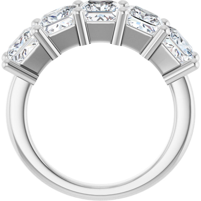 14K Gold Square Lab-Grown Diamond Five-Stone Anniversary Band – 1 3/8–6 1/4 CTW - White Gold - view 2