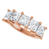 14K Gold Square Natural Diamond Five-Stone Anniversary Band – 1 3/8–5 CTW - Rose Gold - view 5