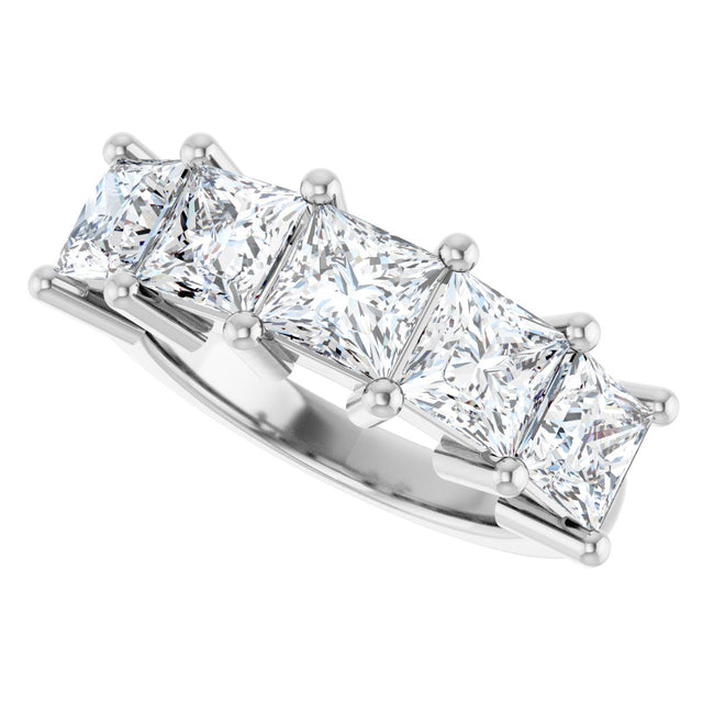 14K Gold Square Natural Diamond Five-Stone Anniversary Band – 1 3/8–5 CTW - White Gold - view 5