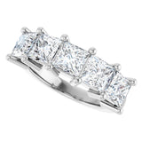 14K Gold Square Lab-Grown Diamond Five-Stone Anniversary Band – 1 3/8–6 1/4 CTW - White Gold - view 5