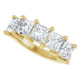 14K Gold Square Natural Diamond Five-Stone Anniversary Band – 1 3/8–5 CTW - Yellow Gold - view 5
