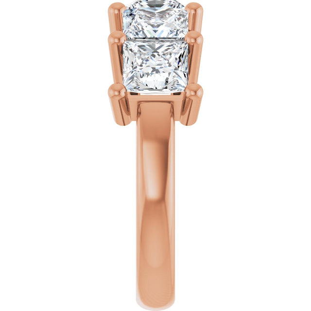 14K Gold Square Lab-Grown Diamond Five-Stone Anniversary Band – 1 3/8–6 1/4 CTW - Rose Gold - view 4