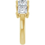 14K Gold Square Lab-Grown Diamond Five-Stone Anniversary Band – 1 3/8–6 1/4 CTW - Yellow Gold - view 4