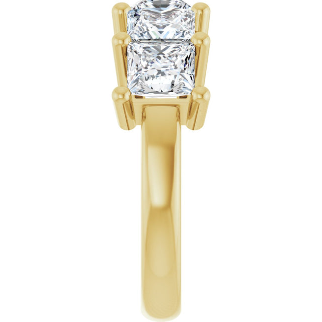14K Gold Square Lab-Grown Diamond Five-Stone Anniversary Band – 1 3/8–6 1/4 CTW - Yellow Gold - view 4