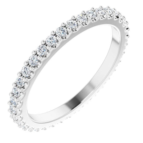Platinum Round Natural Diamond Shared-Prong Eternity Band – 1.3 mm Stones (1/3–3/8 CTW)
