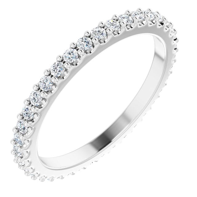 Platinum Round Natural Diamond Shared-Prong Eternity Band – 1.3 mm Stones (1/3–3/8 CTW)
