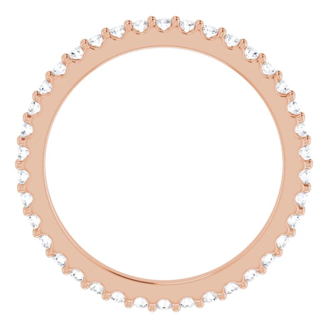 14K Gold Round Natural Diamond Shared-Prong Eternity Band – 1.3 mm Stones (1/3–3/8 CTW) - Rose Gold - view 2