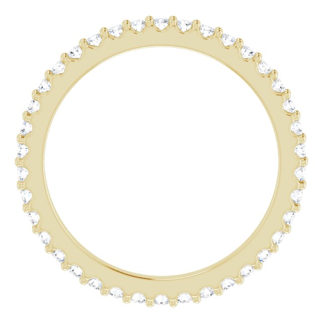 14K Gold Round Natural Diamond Shared-Prong Eternity Band – 1.3 mm Stones (1/3–3/8 CTW) - Yellow Gold - view 2