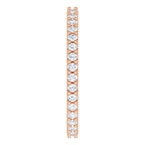 14K Gold Round Natural Diamond Shared-Prong Eternity Band – 1.3 mm Stones (1/3–3/8 CTW) - Rose Gold - view 4