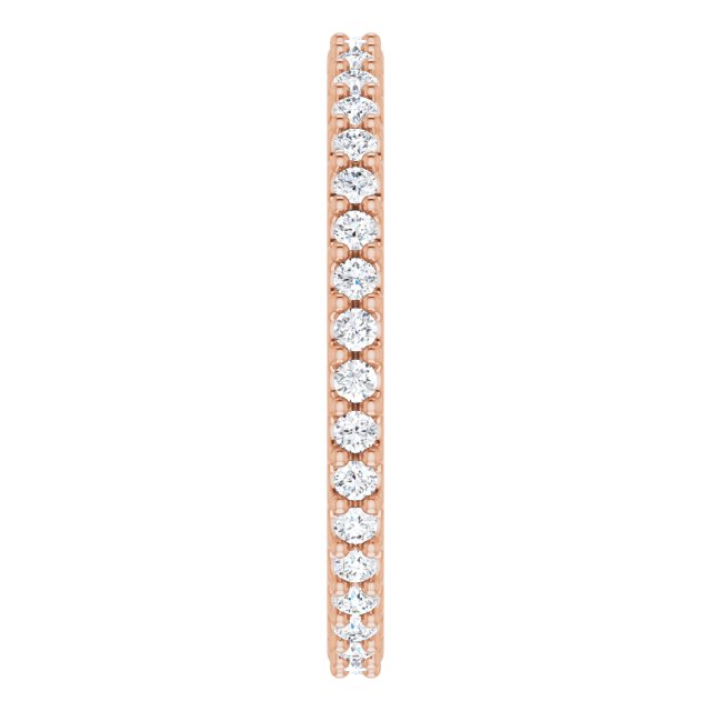 14K Gold Round Natural Diamond Shared-Prong Eternity Band – 1.3 mm Stones (1/3–3/8 CTW) - Rose Gold - view 4