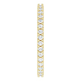 14K Gold Round Natural Diamond Shared-Prong Eternity Band – 1.3 mm Stones (1/3–3/8 CTW) - Yellow Gold - view 4