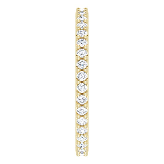 14K Gold Round Natural Diamond Shared-Prong Eternity Band – 1.3 mm Stones (1/3–3/8 CTW) - Yellow Gold - view 4