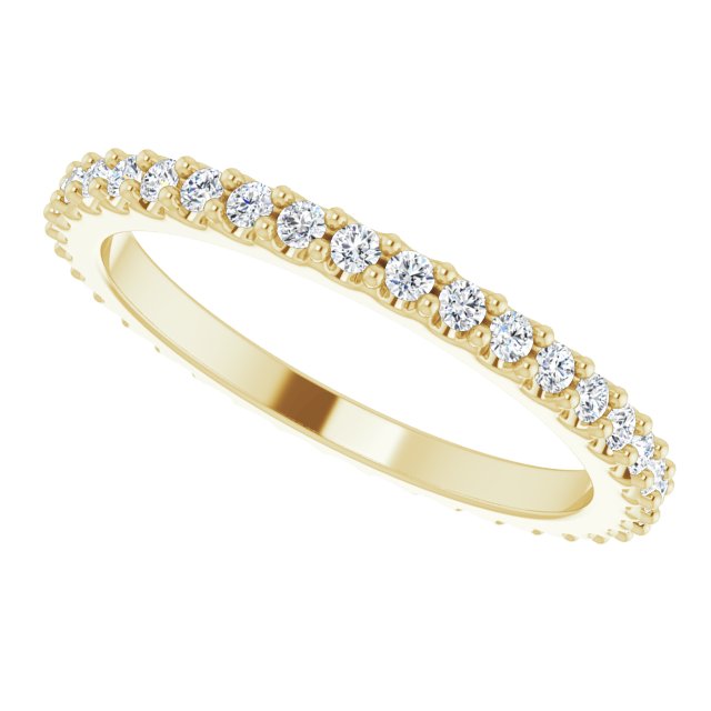 14K Gold Round Natural Diamond Shared-Prong Eternity Band – 1.3 mm Stones (1/3–3/8 CTW) - Yellow Gold - view 5