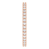 14K Gold Round Natural Diamond Shared-Prong Eternity Band – 1.3 mm Stones (1/3–3/8 CTW) - Rose Gold - view 4
