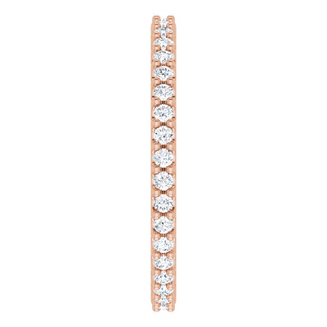 14K Gold Round Natural Diamond Shared-Prong Eternity Band – 1.3 mm Stones (1/3–3/8 CTW) - Rose Gold - view 4