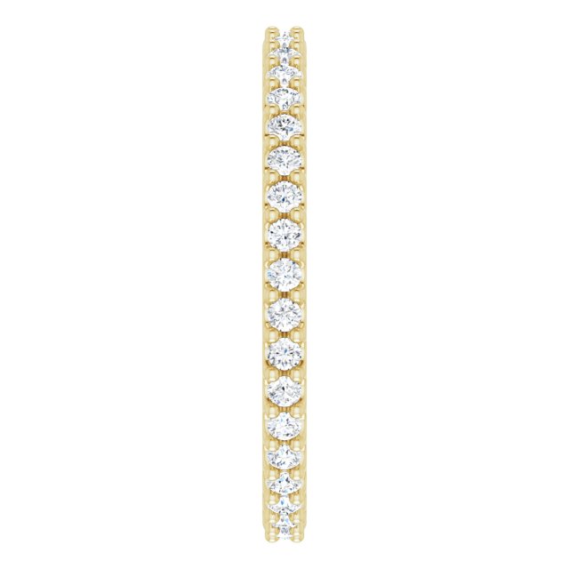 14K Gold Round Natural Diamond Shared-Prong Eternity Band – 1.3 mm Stones (1/3–3/8 CTW) - Yellow Gold - view 4