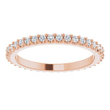 14K Gold Round Natural Diamond Shared-Prong Eternity Band – 1.3 mm Stones (1/3–3/8 CTW) - Rose Gold - view 3