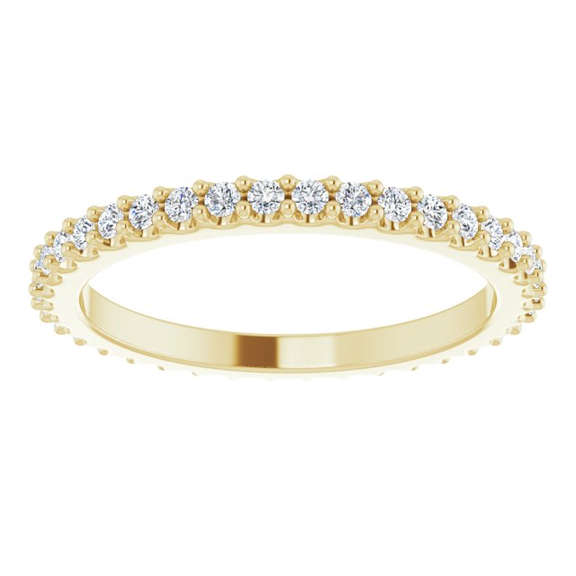 14K Gold Round Natural Diamond Shared-Prong Eternity Band – 1.3 mm Stones (1/3–3/8 CTW) - Yellow Gold - view 3