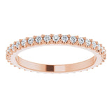 14K Gold Round Natural Diamond Shared-Prong Eternity Band – 1.3 mm Stones (1/3–3/8 CTW) - Rose Gold - view 3