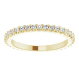 14K Gold Round Natural Diamond Shared-Prong Eternity Band – 1.3 mm Stones (1/3–3/8 CTW) - Yellow Gold - view 3