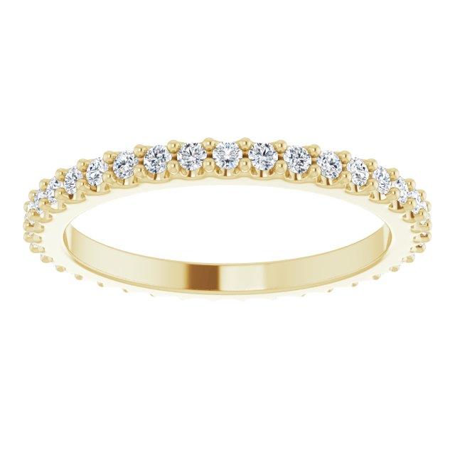14K Gold Round Natural Diamond Shared-Prong Eternity Band – 1.3 mm Stones (1/3–3/8 CTW) - Yellow Gold - view 3