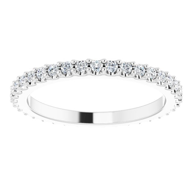 14K Gold Round Natural Diamond Shared-Prong Eternity Band – 1.3 mm Stones (1/3–3/8 CTW) - White Gold - view 3