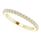14K Gold Round Natural Diamond Shared-Prong Eternity Band – 1.3 mm Stones (1/3–3/8 CTW) - Yellow Gold - view 5