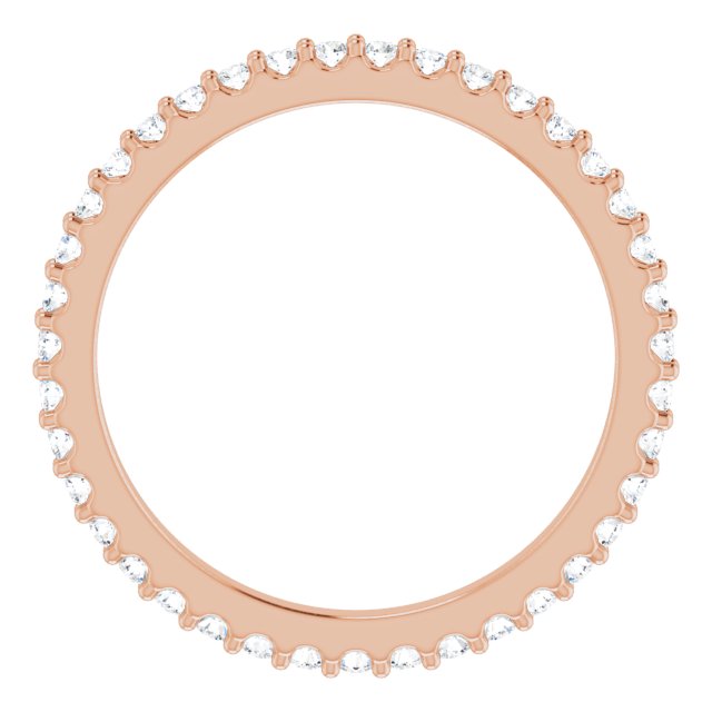 14K Gold Round Natural Diamond Shared-Prong Eternity Band – 1.3 mm Stones (1/3–3/8 CTW) - Rose Gold - view 2